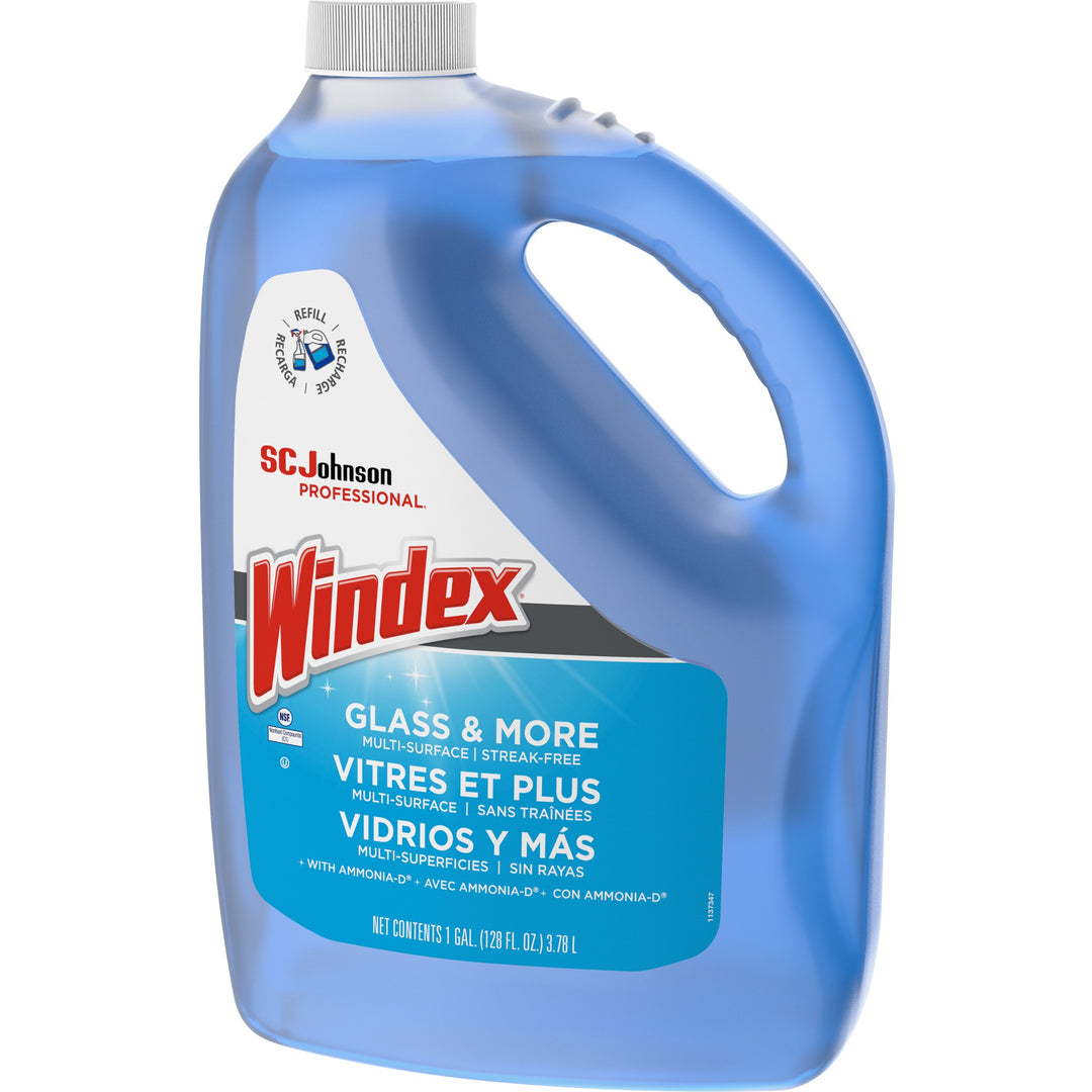 Image of Windex® 696503 Glass Cleaner with Ammonia-D, 128 fl oz (4 quart), Non-streaking, Phosphate-free, Blue, 1 Each