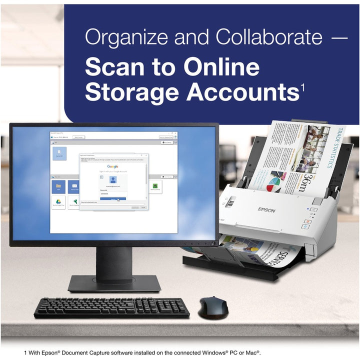 Image of Epson® Ds-410 Document Scanner, 600 Dpi Optical Resolution, 50-Sheet Duplex Auto Document Feeder
