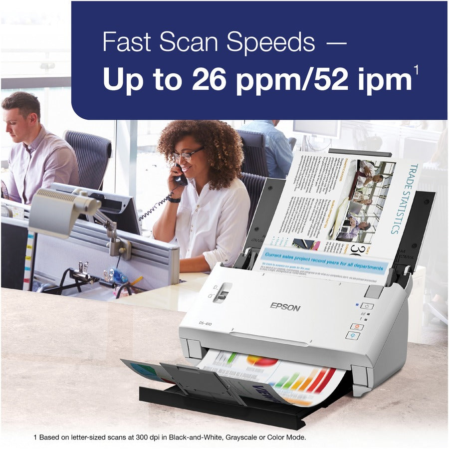 Image of Epson® Ds-410 Document Scanner, 600 Dpi Optical Resolution, 50-Sheet Duplex Auto Document Feeder