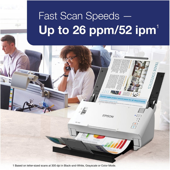 Image of Epson® Ds-410 Document Scanner, 600 Dpi Optical Resolution, 50-Sheet Duplex Auto Document Feeder