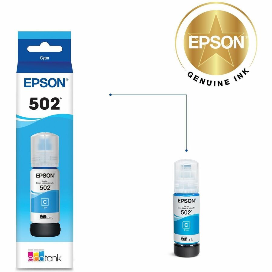 Image of Epson Ink Bottle,T502,Ultra High Capacity,6000 Page Yield,Cyan