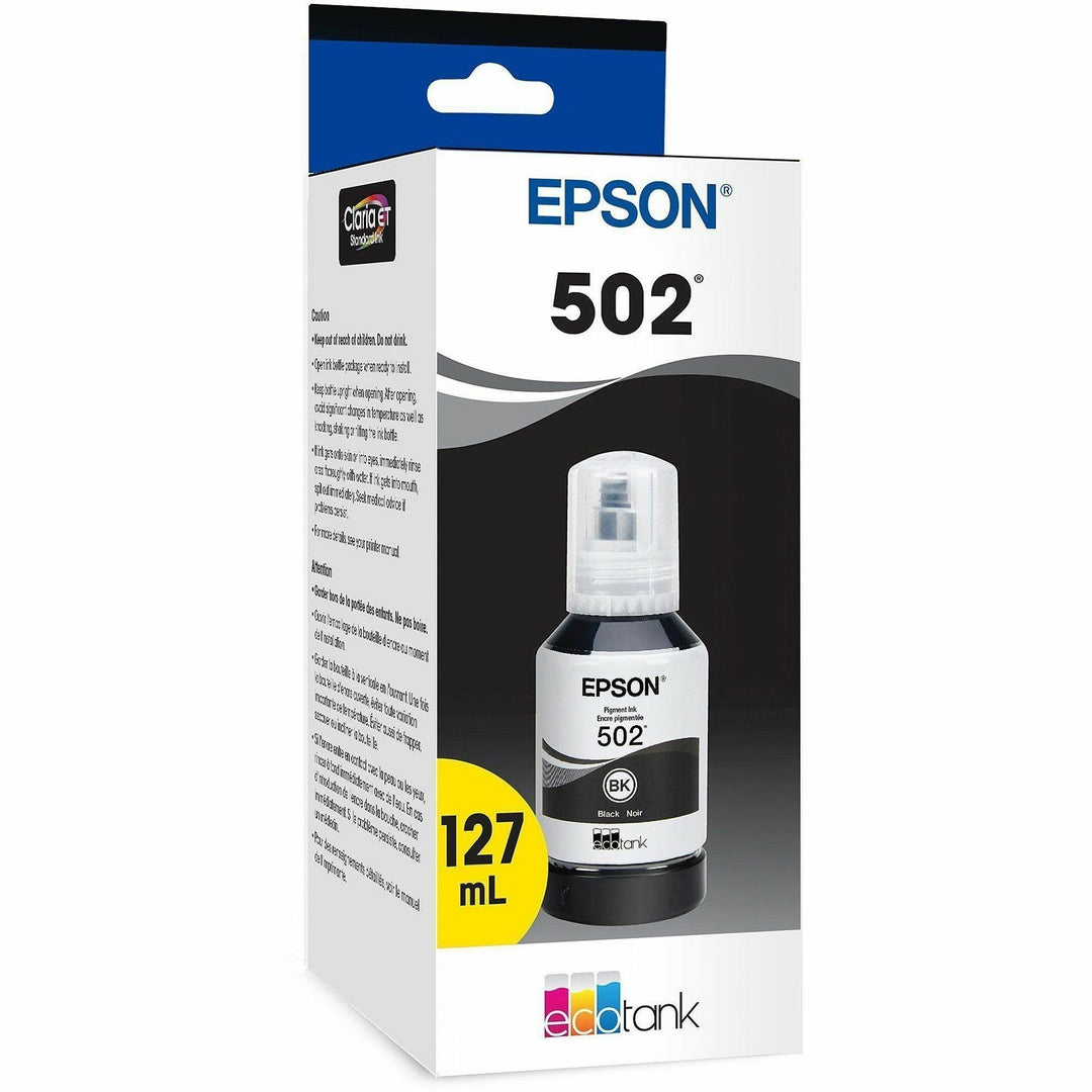 Image of Epson EcoTank T502, Black Ink Bottle, Inkjet, Black, 1 Each