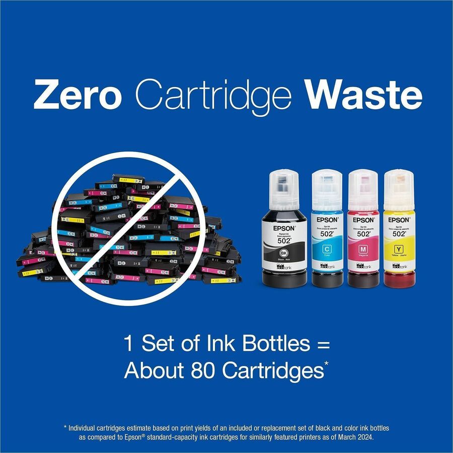 Image of Epson EcoTank T502, Black Ink Bottle, Inkjet, Black, 1 Each