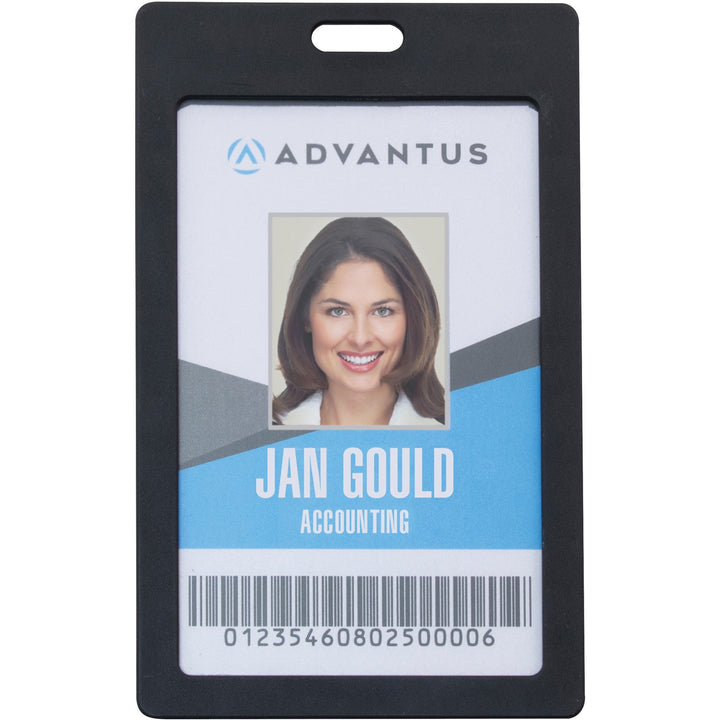 Image of Advantus Badge Holders, Rigid, Vert, 2"x3-1/4"insert, 6/PK, Black