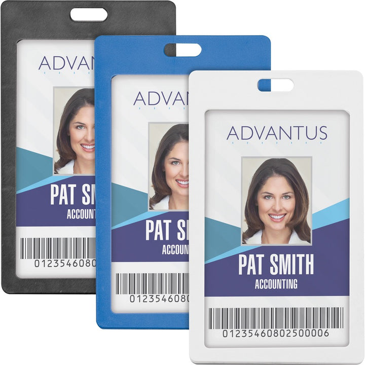 Image of Advantus Badge Holders, Rigid, Vert, 2"x3-1/4"insert, 6/PK, Black