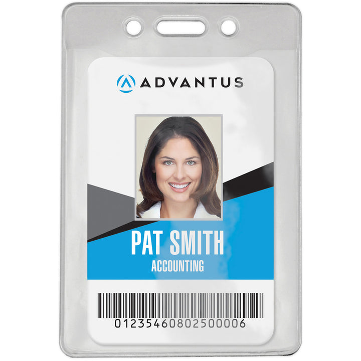 Image of Advantus Badge Holders, f/Govt, Horiz, 4"x2-3/4"Insert, 50/PK, Clear