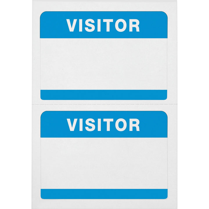Image of Advantus Badge Stickers, "Visitor", 3-1/2"x2-1/4", 100/BX, White/Blue