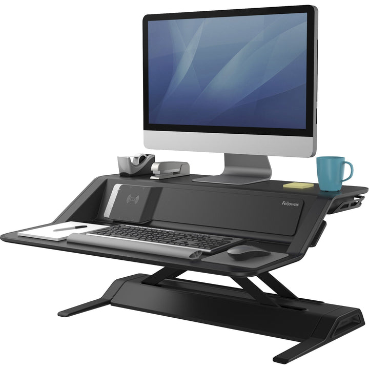 Image of Fellowes® Lotus Dx Sit-Stand Workstation, 32.75" X 24.25" X 5.5" To 22.5", Black