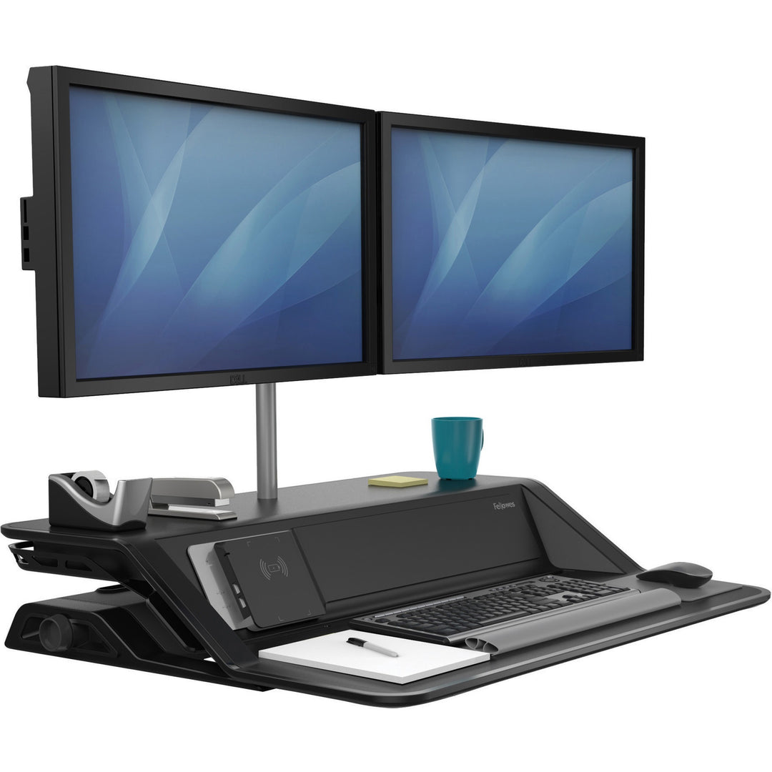 Image of Fellowes® Lotus Dx Sit-Stand Workstation, 32.75" X 24.25" X 5.5" To 22.5", Black