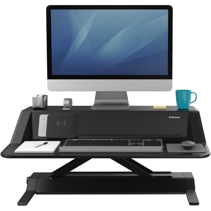 Image of Fellowes® Lotus Dx Sit-Stand Workstation, 32.75" X 24.25" X 5.5" To 22.5", Black