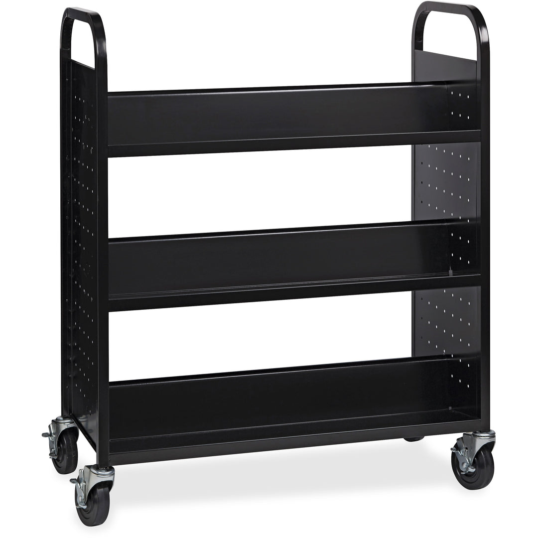 Image of Lorell Book Cart, Double-sided, 6 Shelves, 38"Wx18"Dx46-1/4"H, BK