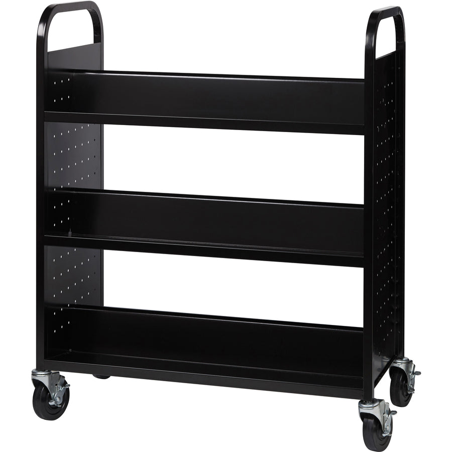 Image of Lorell Book Cart, Double-sided, 6 Shelves, 38"Wx18"Dx46-1/4"H, BK