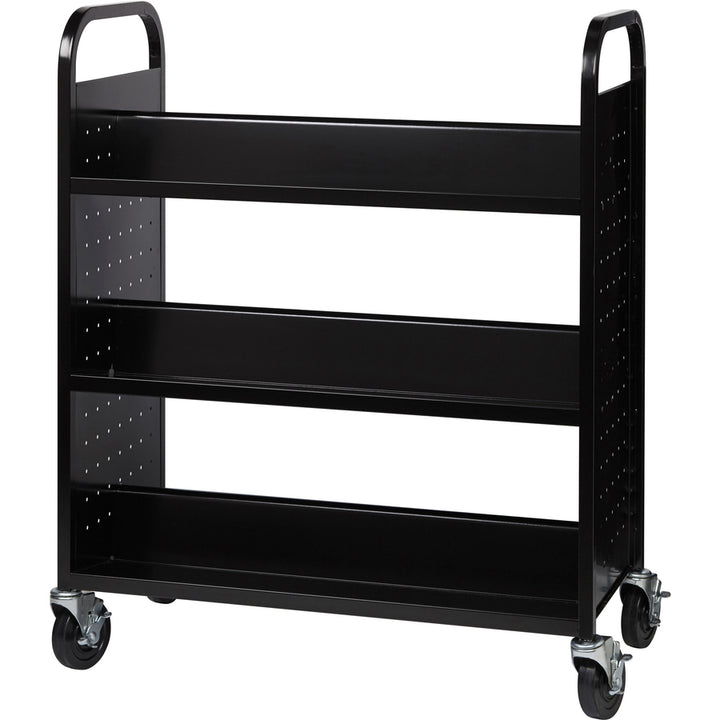 Image of Lorell Book Cart, Double-sided, 6 Shelves, 38"Wx18"Dx46-1/4"H, BK