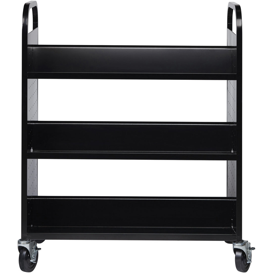 Image of Lorell Book Cart, Double-sided, 6 Shelves, 38"Wx18"Dx46-1/4"H, BK