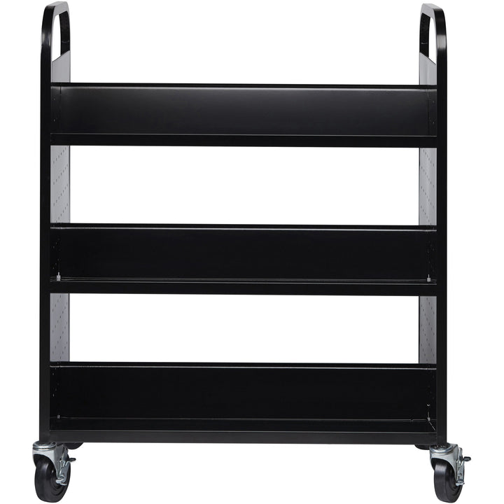 Image of Lorell Book Cart, Double-sided, 6 Shelves, 38"Wx18"Dx46-1/4"H, BK