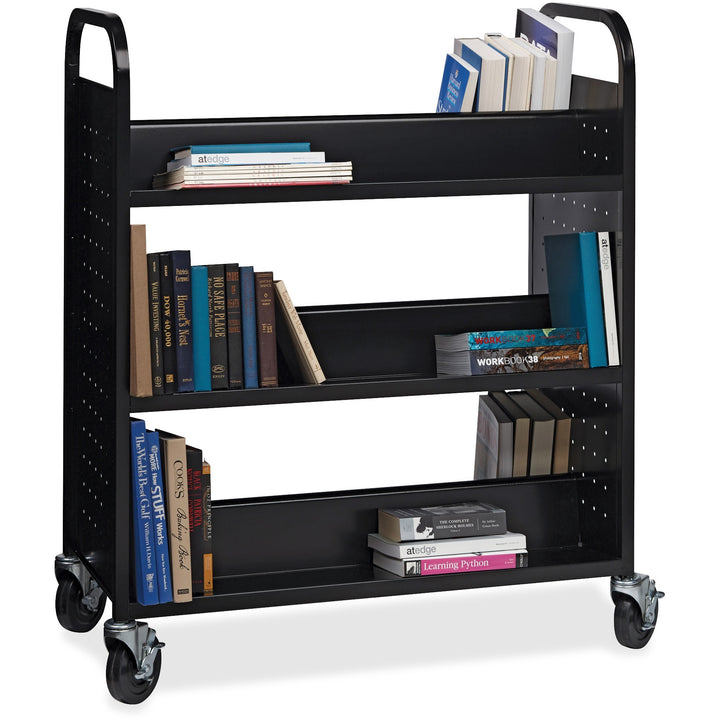 Image of Lorell Book Cart, Double-sided, 6 Shelves, 38"Wx18"Dx46-1/4"H, BK