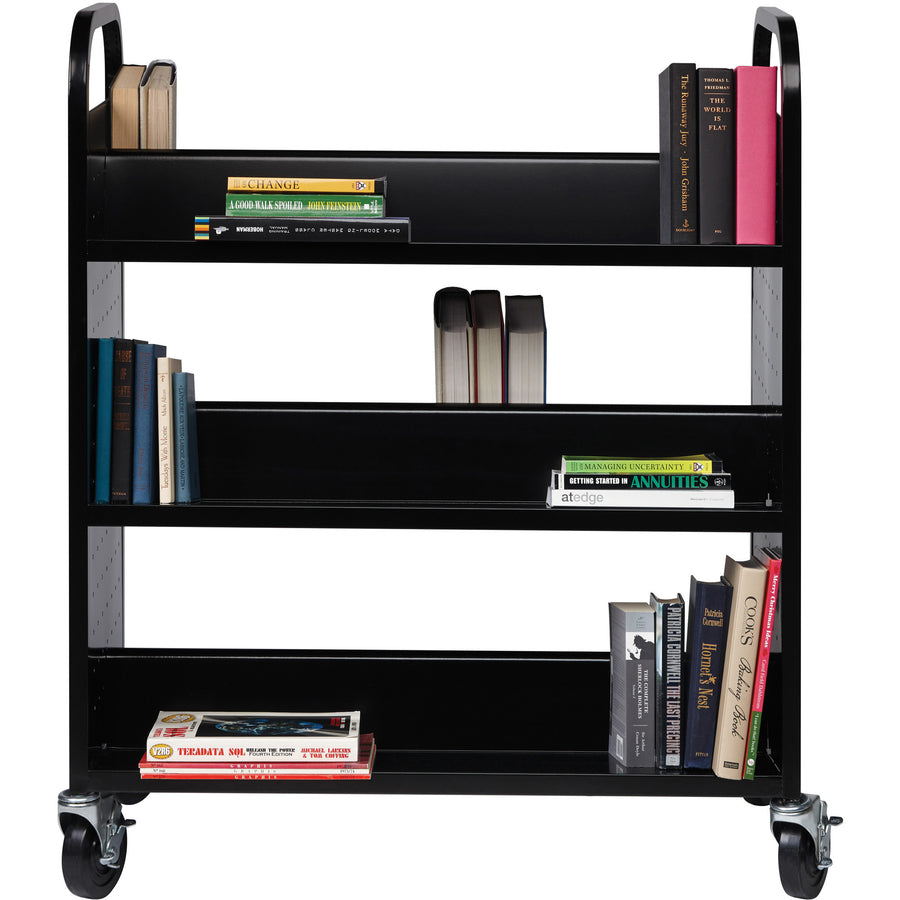Image of Lorell Book Cart, Double-sided, 6 Shelves, 38"Wx18"Dx46-1/4"H, BK