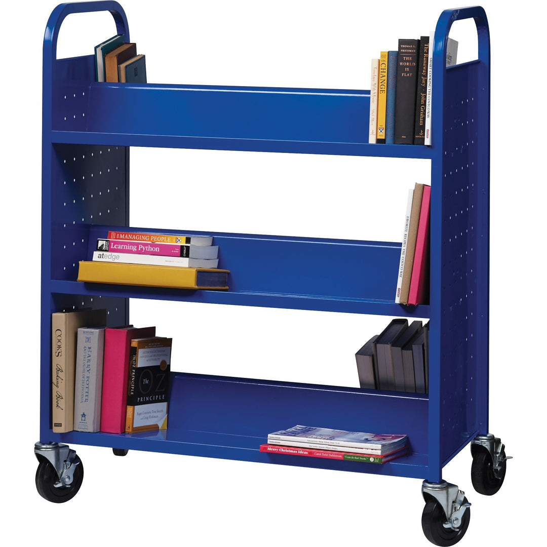 Image of Lorell Book Cart, Double-sided, 6 Shelves, 38"Wx18"Dx46-1/4"H, BE