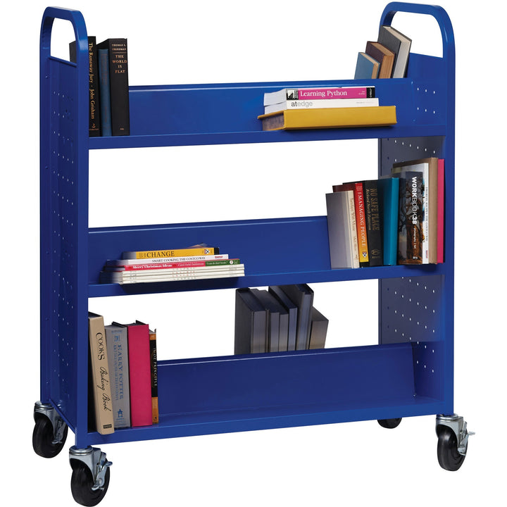 Image of Lorell Book Cart, Double-sided, 6 Shelves, 38"Wx18"Dx46-1/4"H, BE