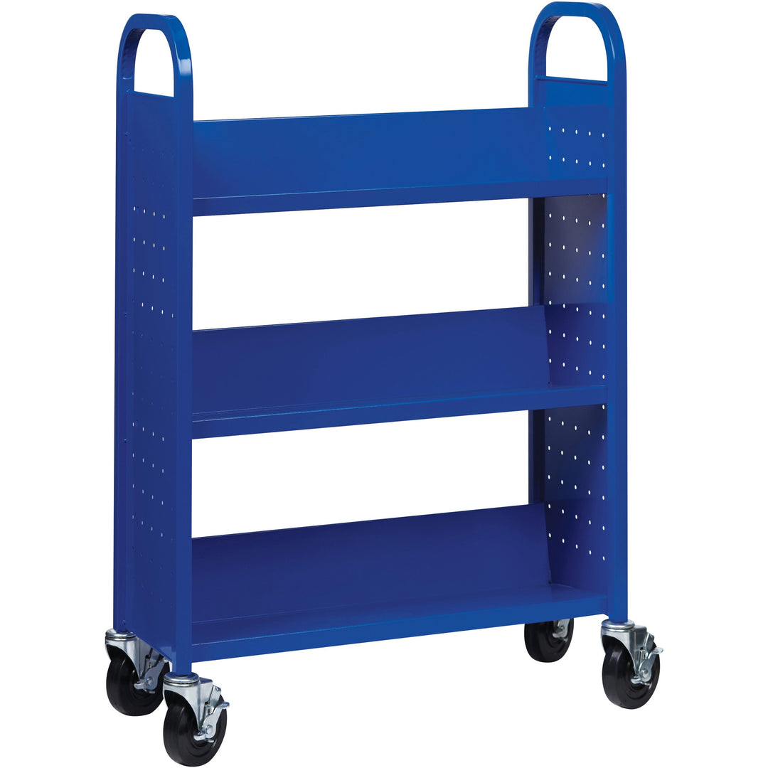 Image of Lorell Book Cart, Single-sided, 3 Slant Shelves, 32"x14"x46", BE
