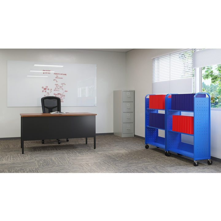 Image of Lorell Book Cart, Single-sided, 3 Slant Shelves, 32"x14"x46", BE