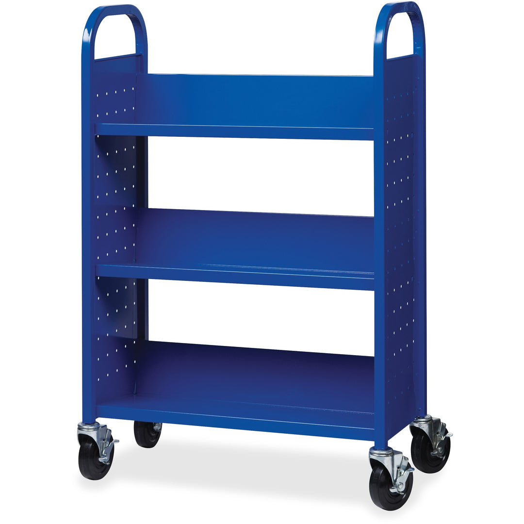 Image of Lorell Book Cart, Single-sided, 3 Slant Shelves, 32"x14"x46", BE