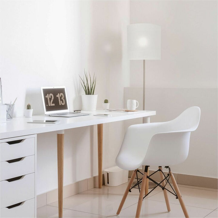 Image of Lorell Floor Lamp, LED Bulb, 12"Wx12"Lx65"H, Silver/White