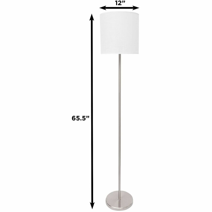 Image of Lorell Floor Lamp, LED Bulb, 12"Wx12"Lx65"H, Silver/White