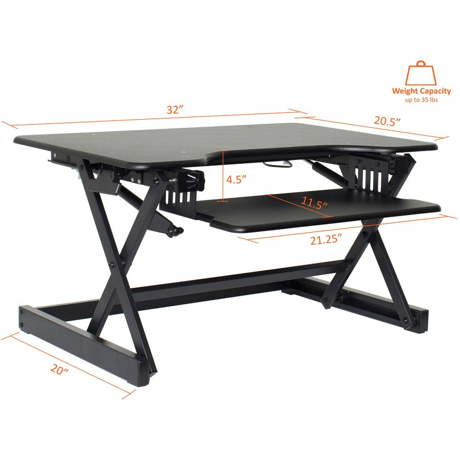 Image of Lorell Desk Riser, Sit-Stand, 40 lb. capacity, 34-1/2"x27"x9", BK
