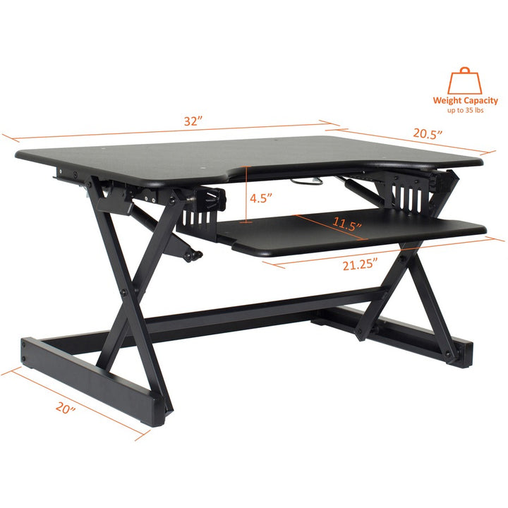 Image of Lorell Desk Riser, Sit-Stand, 40 lb. capacity, 34-1/2"x27"x9", BK