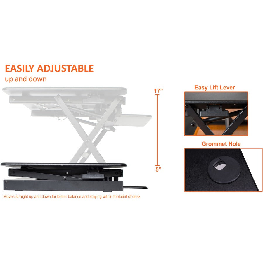 Image of Lorell Desk Riser, Sit-Stand, 40 lb. capacity, 34-1/2"x27"x9", BK