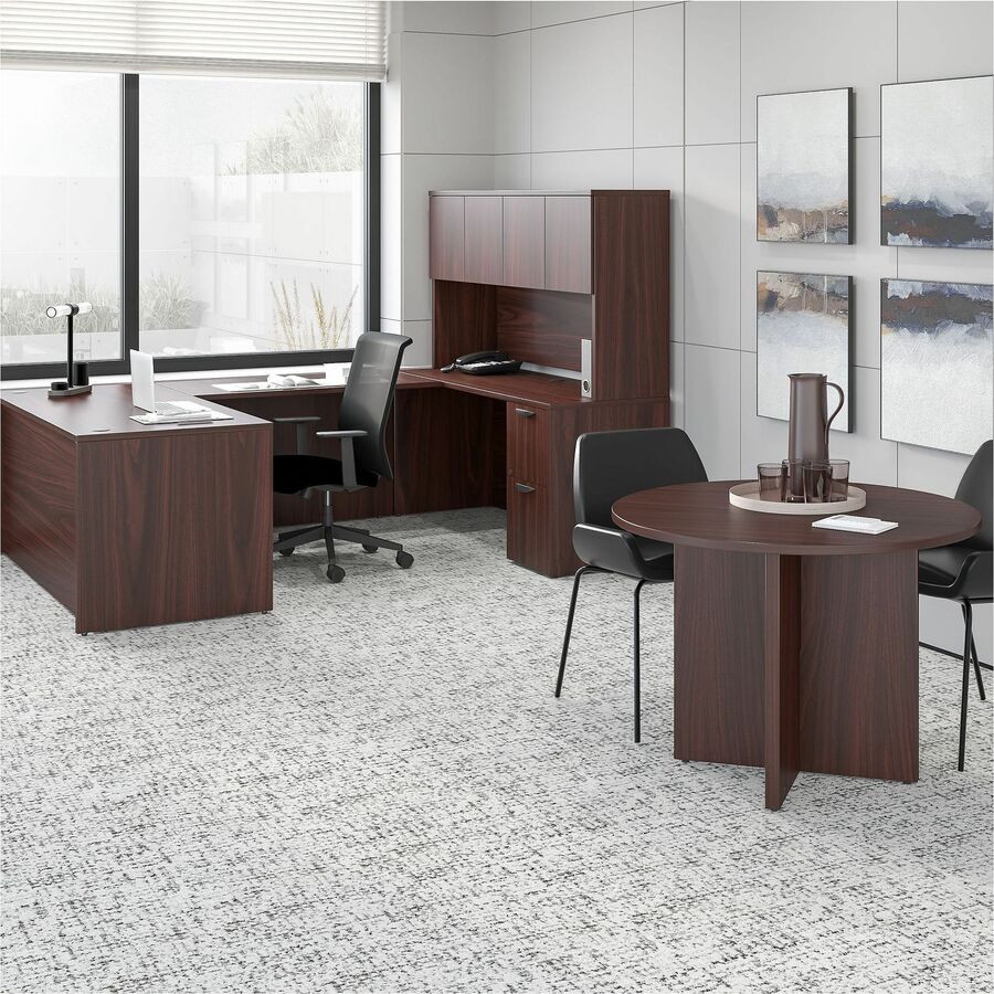 Image of Lorell Right-pedestal Credenza, File/File, 66"x24"x29", Mahogany