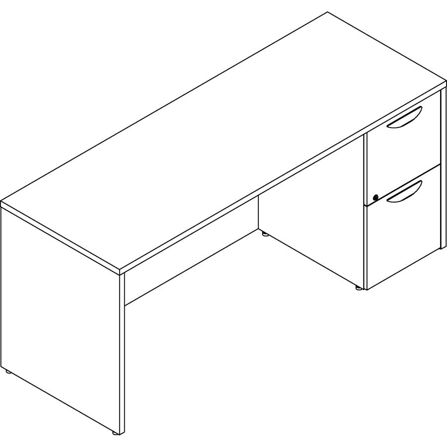 Image of Lorell Right-pedestal Credenza, File/File, 66"x24"x29", Mahogany