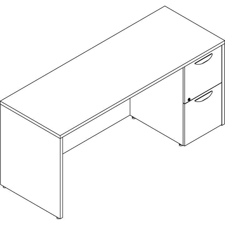 Image of Lorell Right-pedestal Credenza, File/File, 66"x24"x29", Mahogany
