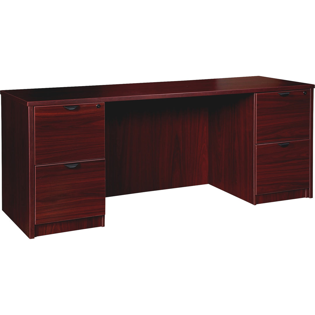 Image of Lorell Double-pedestal Credenza, File/File, 72"x24"x29", Mahogany