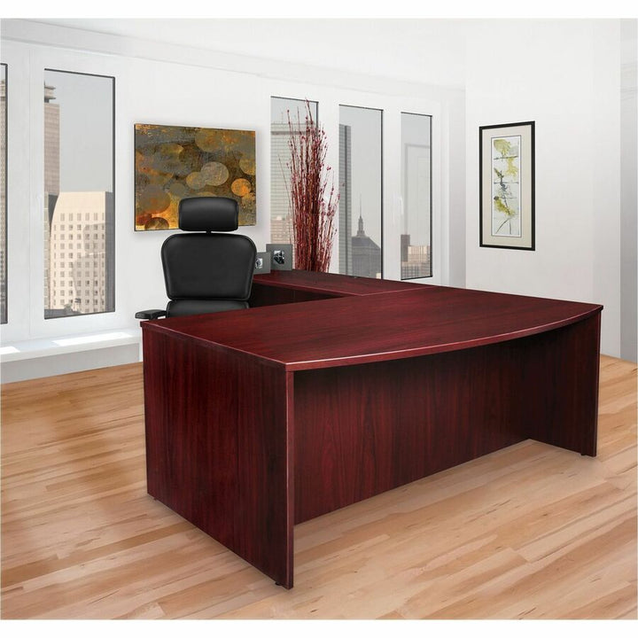 Image of Lorell Double-pedestal Credenza, File/File, 72"x24"x29", Mahogany