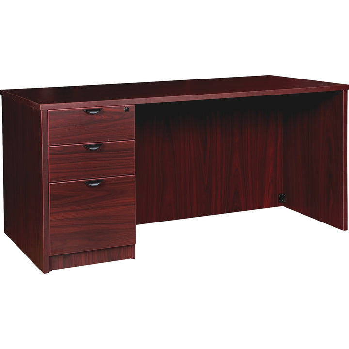 Image of Lorell Left-pedestal Desk, B/B/F, 60"Wx30"Dx29"H, Mahogany