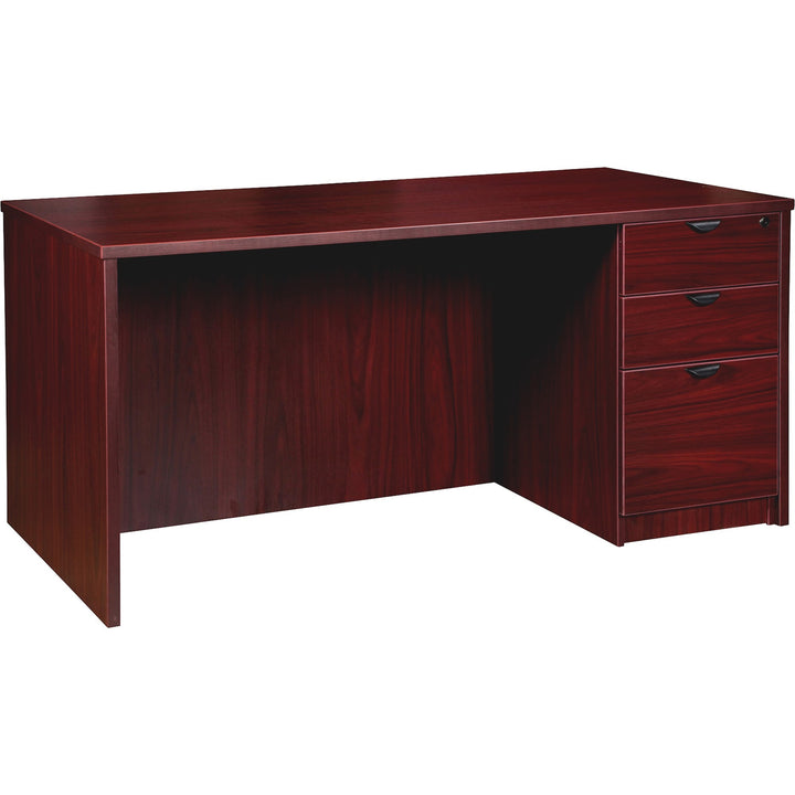 Image of Lorell Right-pedestal Desk, B/B/F, 60"Wx30"Dx29"H, Mahogany