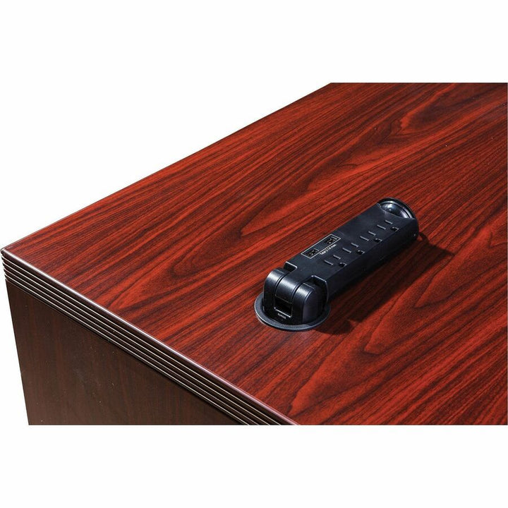 Image of Lorell Double-pedestal Desk, F/F, B/B/F, 66"x30"x29", Mahogany