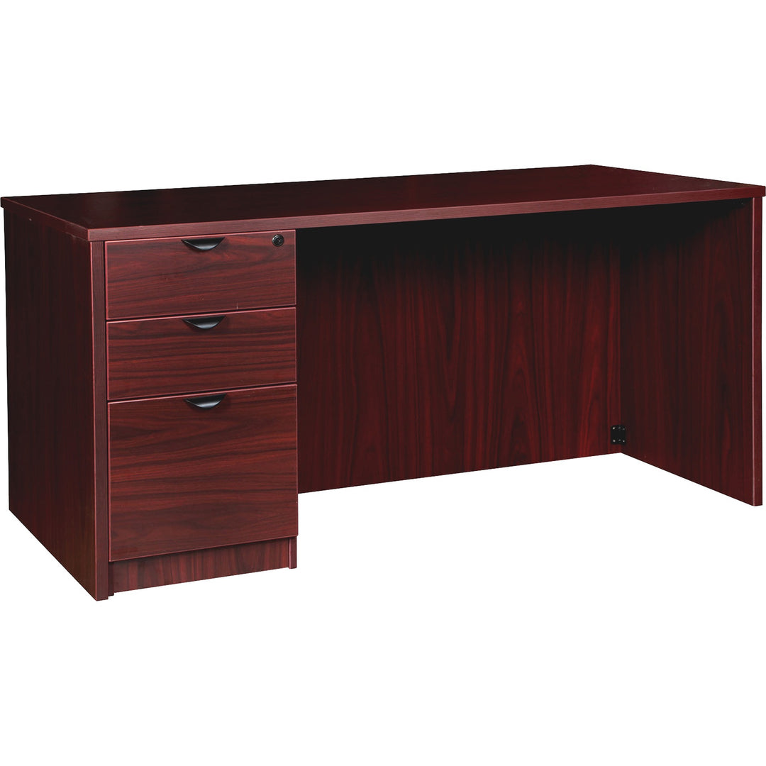 Image of Lorell Left-pedestal Desk, B/B/F, 66"Wx30"Dx29"H, Mahogany