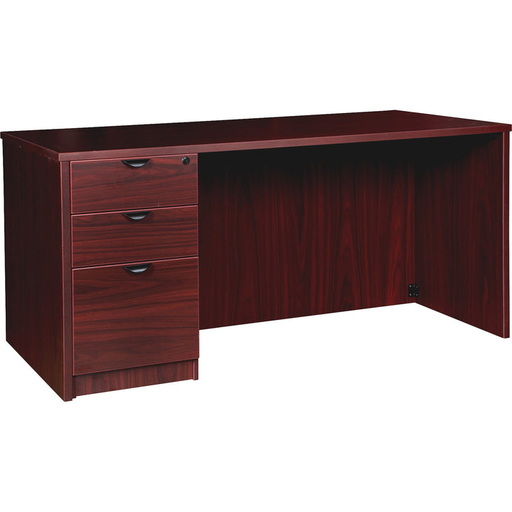 Image of Lorell Left-pedestal Desk, B/B/F, 66"Wx30"Dx29"H, Mahogany