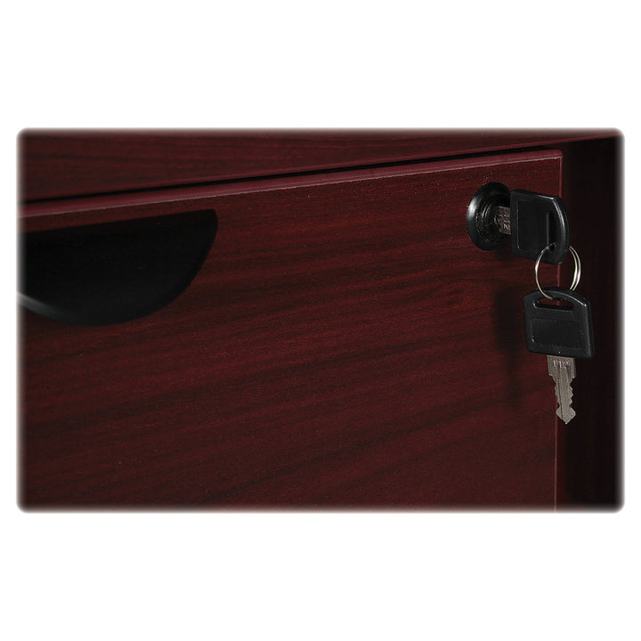 Image of Lorell Left-pedestal Desk, B/B/F, 66"Wx30"Dx29"H, Mahogany