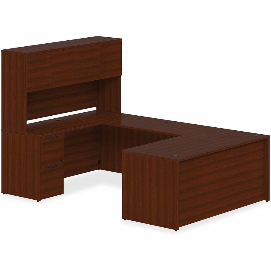 Image of Lorell Right-pedestal Desk, B/B/F, 66"Wx30"Dx29"H, Mahogany
