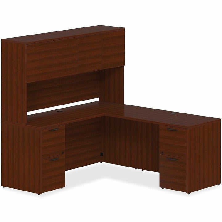 Image of Lorell Right-pedestal Desk, B/B/F, 66"Wx30"Dx29"H, Mahogany