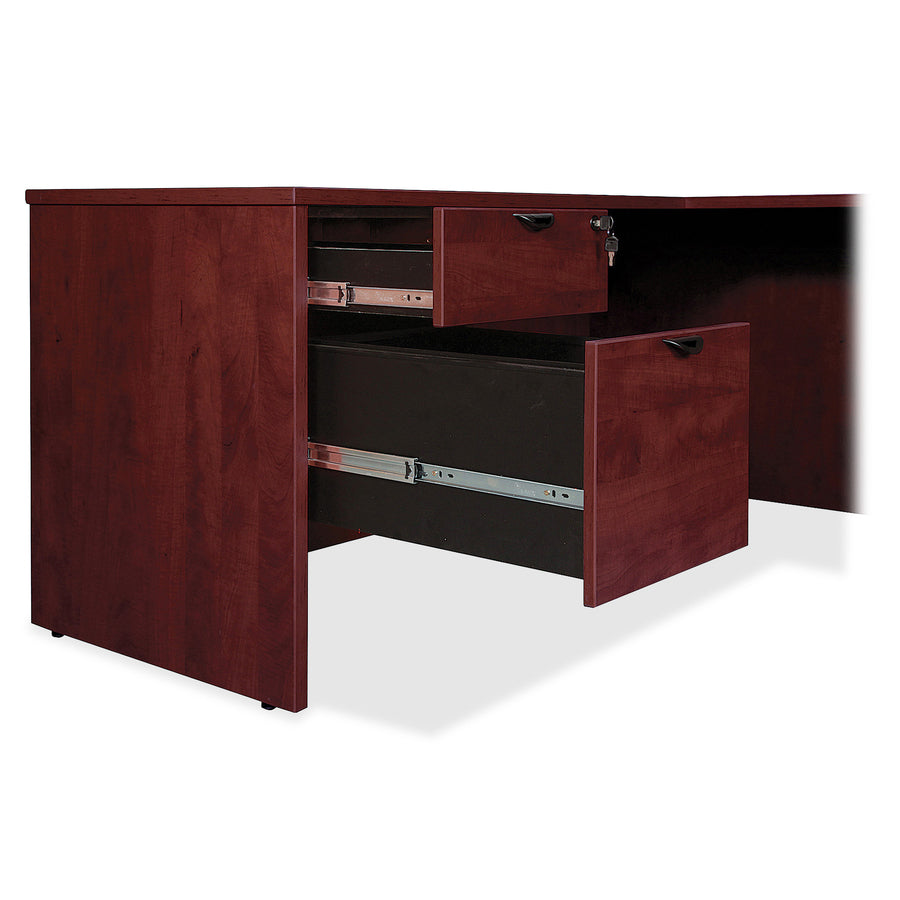 Image of Lorell Right-pedestal Desk, B/B/F, 66"Wx30"Dx29"H, Mahogany
