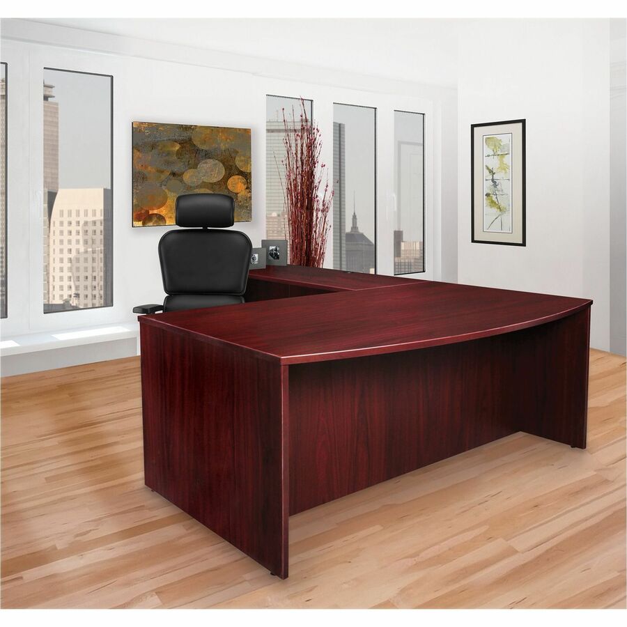 Image of Lorell Double-pedestal Desk, F/F, B/B/F, 72"x36"x29", Mahogany