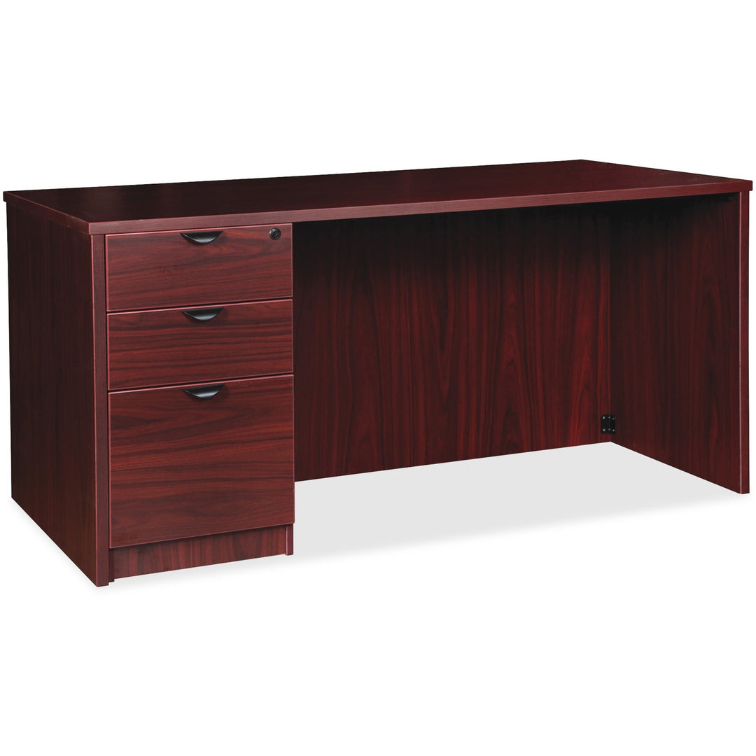Image of Lorell Left-pedestal Desk, B/B/F, 72"Wx36"Dx29"H, Mahogany