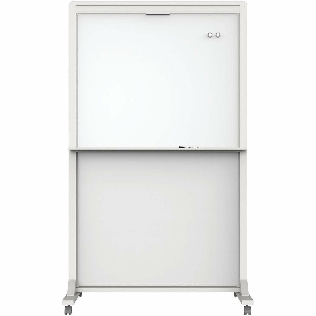 Image of Quartet® Motion Dual-Track Mobile Magnetic Dry-Erase Easel, 40.5" x 34", White Surface, White Aluminum Frame