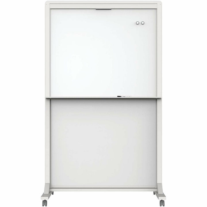 Image of Quartet® Motion Dual-Track Mobile Magnetic Dry-Erase Easel, 40.5" x 34", White Surface, White Aluminum Frame
