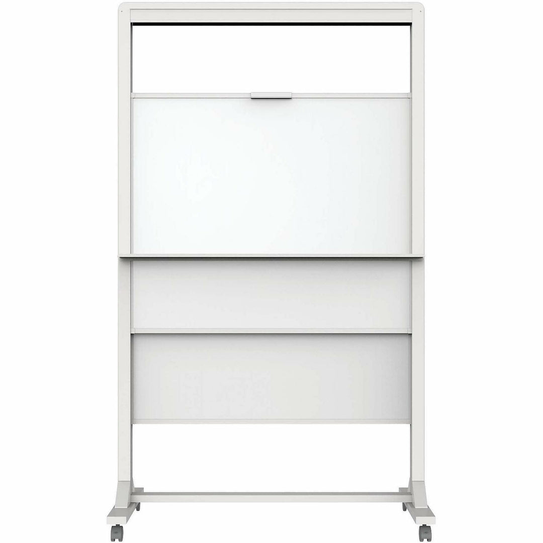 Image of Quartet® Motion Dual-Track Mobile Magnetic Dry-Erase Easel, 40.5" x 34", White Surface, White Aluminum Frame